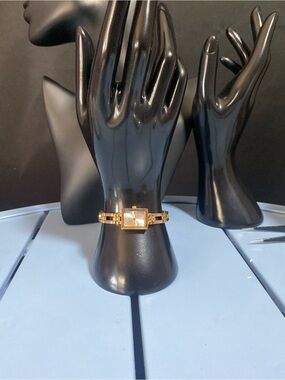 Anne Klein Women's Gold Tone Rectangle Watch Chain Link Bracelet